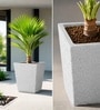 Marble White German Polymer Square Planter Gk 20 Inch