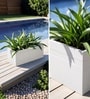 White German Polymer Rectangular Planter Gt 10 Inch