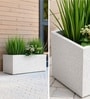 Marble White German Polymer Rectangular Planter Gt 24 Inch