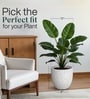 Marble White German Polymer Round Planter Pcup 12 Inch