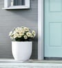 White German Polymer Round Planter Pcup 12 Inch