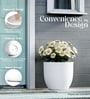 White German Polymer Round Planter Pcup 15 Inch