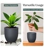 Grey German Polymer Round Planter Pcup 8 Inch