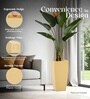 Beige German Polymer Tall Square Planter Tk 18 Inch