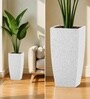 Marble White German Polymer Tall Square Planter Tk 18 Inch