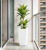 White German Polymer Tall Square Planter Tk 18 Inch