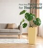 Beige German Polymer Tall Square Planter Tk 24 Inch