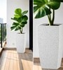 Marble White German Polymer Tall Square Planter Tk 24 Inch