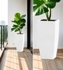 White German Polymer Tall Square Planter Tk 24 Inch