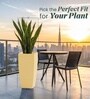 Beige German Polymer Tall Square Planter Tk 30 Inch