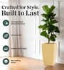 Beige German Polymer Tall Square Planter Tk 30 Inch
