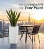 Marble White German Polymer Tall Square Planter Tk 30 Inch