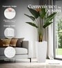 Marble White German Polymer Tall Square Planter Tk 30 Inch