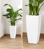 White German Polymer Tall Square Planter Tk 30 Inch