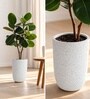 Marble White German Polymer Tall Round Planter Tpc 18 Inch
