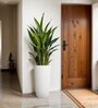 White German Polymer Tall Round Planter Tpc 30 Inch