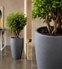 Grey German Polymer Tall Round Planter Vnr 18 Inch