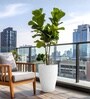 Marble White German Polymer Tall Round Planter Vnr 18 Inch