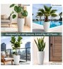 Marble White German Polymer Tall Round Planter Vnr 18 Inch