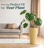 Beige German Polymer Tall Round Planter Vnr 24 Inch