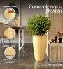 Beige German Polymer Tall Round Planter Vnr 24 Inch