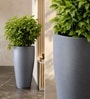 Grey German Polymer Tall Round Planter Vnr 24 Inch