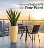 Beige German Polymer Tall Round Planter Vnr 30 Inch