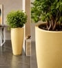 Beige German Polymer Tall Round Planter Vnr 30 Inch