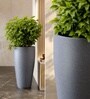 Grey German Polymer Tall Round Planter Vnr 30 Inch