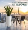 Marble White German Polymer Tall Round Planter Vnr 30 Inch