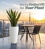 White German Polymer Tall Round Planter Vnr 30 Inch
