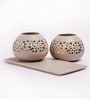 Brown Ceramic Table Tea Light Holder