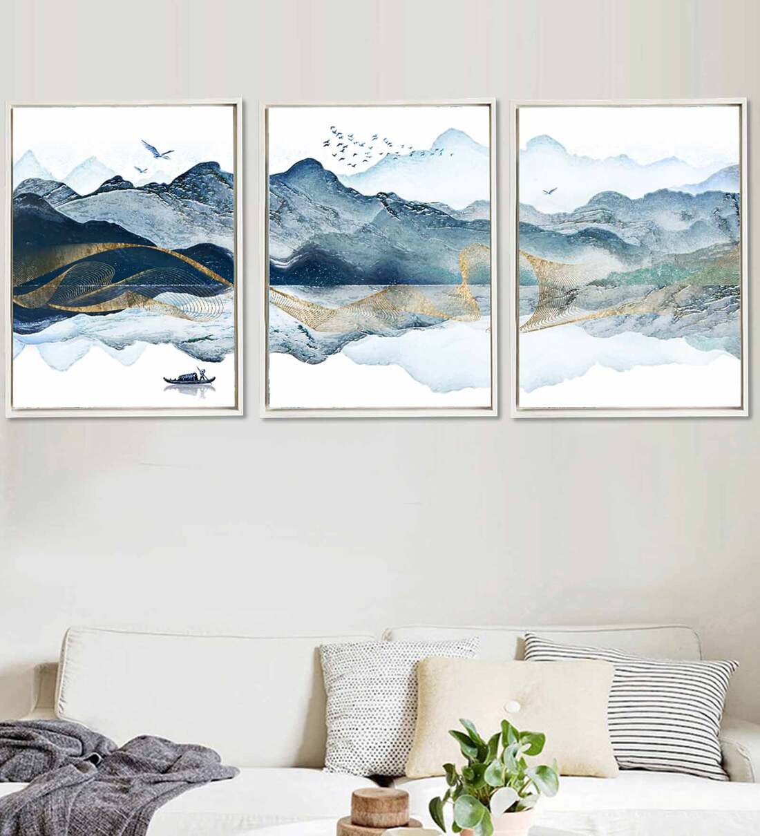 Buy Framed Nature Multicolour Canvas Framed Landscape Art Panel Set of ...