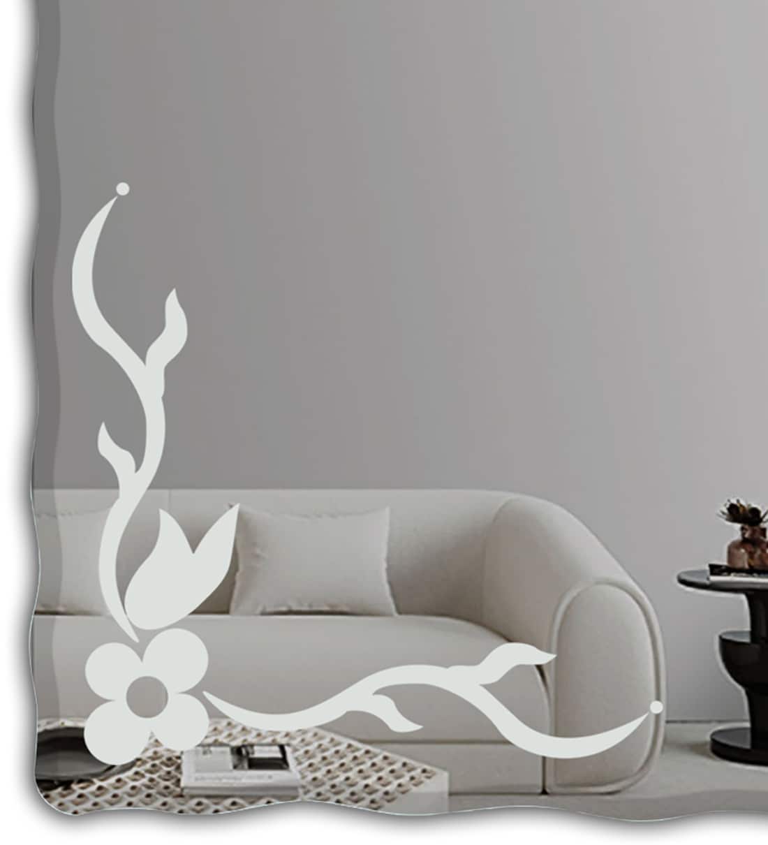 Buy Frameless Rectangular Zigzag Curve Frosted Bevelled Wall Mirror By