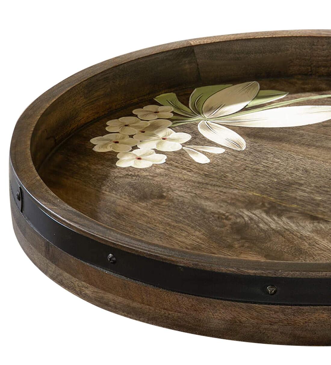Buy Frangipani Wooden Serving Platter by Ellementry Online Serving