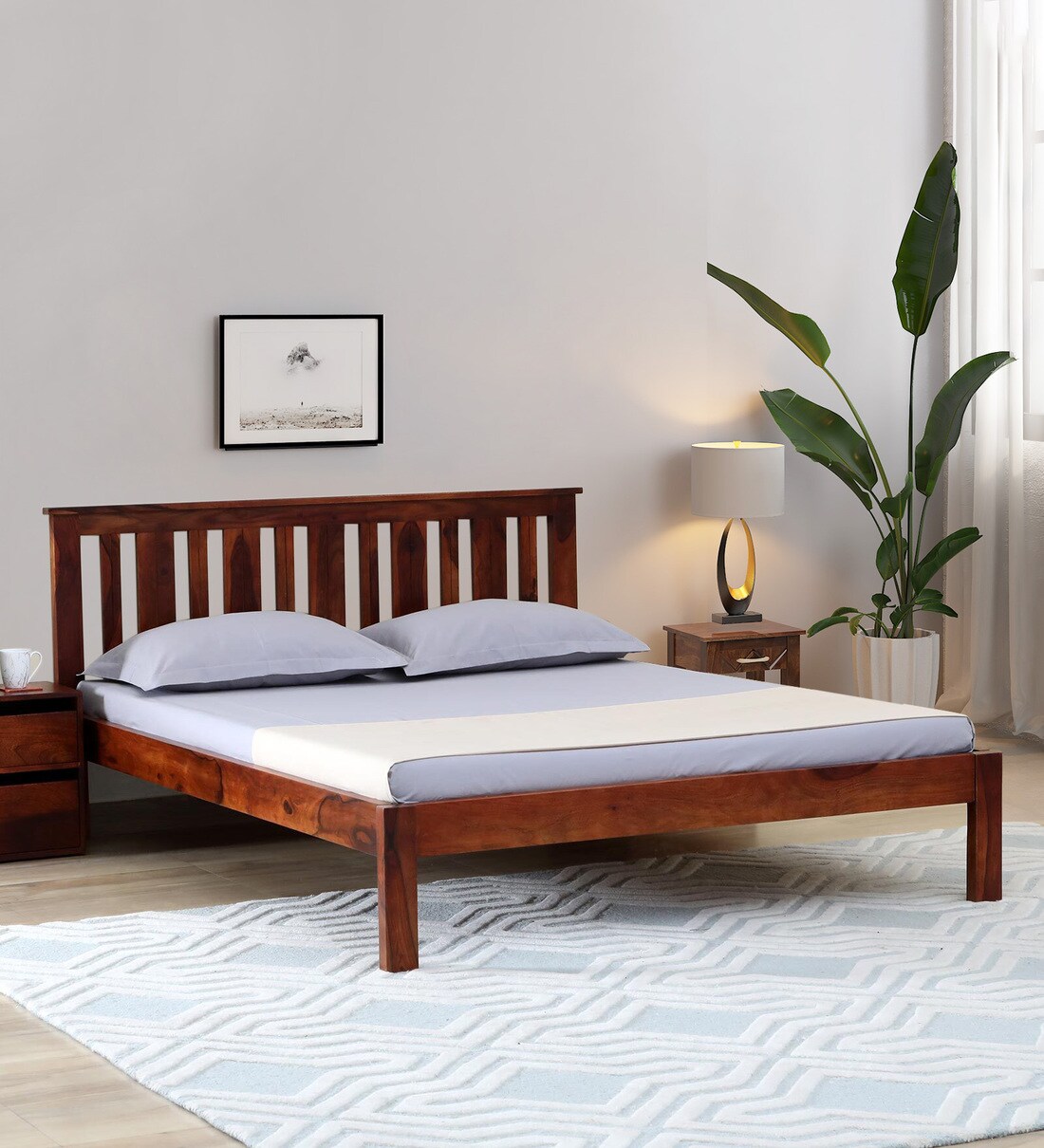 Buy Freya Sheesham Wood King Size Bed In Honey Oak Finish at 6 OFF by