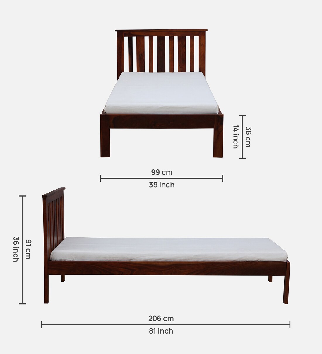 Buy Freya Sheesham Wood Single Bed In Honey Oak Finish Online Mission