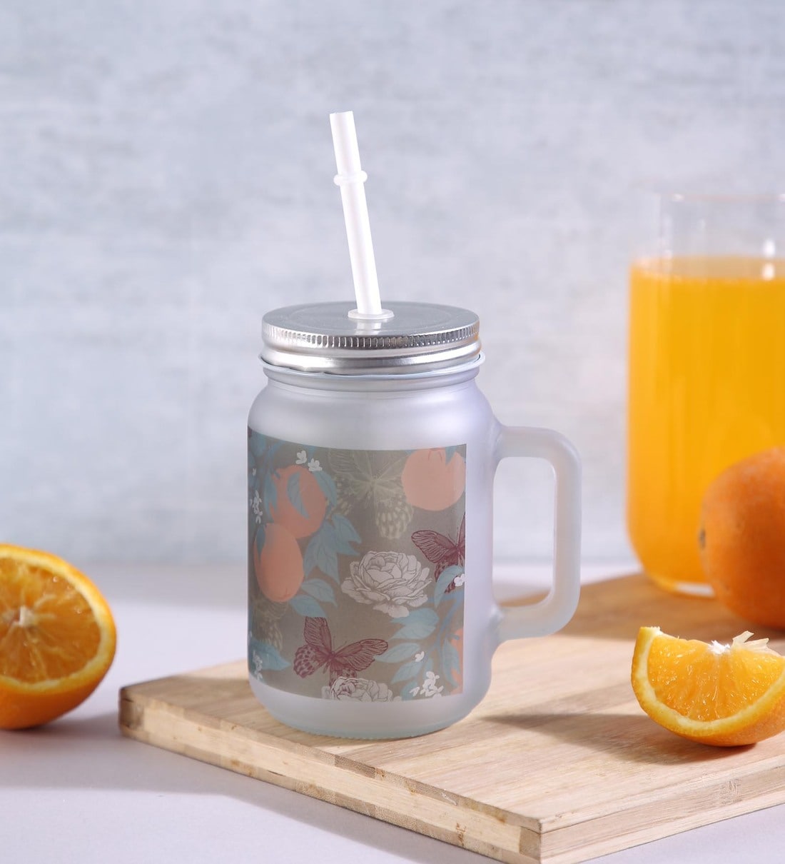 Goodhomes Multi Colour Glass Mason Jar With Metal Lid & Straw (Set Of –  GOOD HOMES