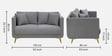 Frejol Velvet 2 Seater Sofa In Grey Colour