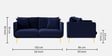 Frejol Velvet 2 Seater Sofa In Navy Blue Colour