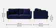 Frejol Velvet 2 Seater Sofa In Navy Blue Colour