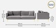 Frejol Velvet 3 Seater Sofa In Grey Colour