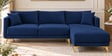 Frejol Velvet LHS Sectional Sofa (2 + Lounger) In Navy Blue Colour