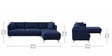 Frejol Velvet LHS Sectional Sofa (2 + Lounger) In Navy Blue Colour