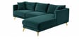 Frejol Velvet LHS Sectional Sofa (2 + Lounger) In Teal Blue Colour