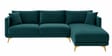 Frejol Velvet LHS Sectional Sofa (2 + Lounger) In Teal Blue Colour