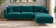 Frejol Velvet LHS Sectional Sofa (2 + Lounger) In Teal Blue Colour