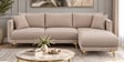 Frejol Velvet LHS Sectional Sofa (2 + Lounger) In Cream Colour