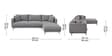Frejol Velvet LHS Sectional Sofa (2 + Lounger) In Grey Colour
