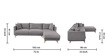 Frejol Velvet LHS Sectional Sofa In Grey Colour